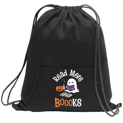 Halloween Ghost Reading Read More Books Librarian Teacher Sweatshirt Cinch Pack Bag