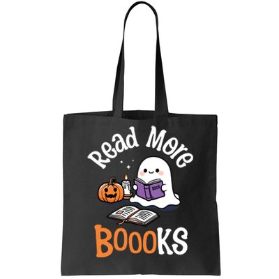 Halloween Ghost Reading Read More Books Librarian Teacher Tote Bag