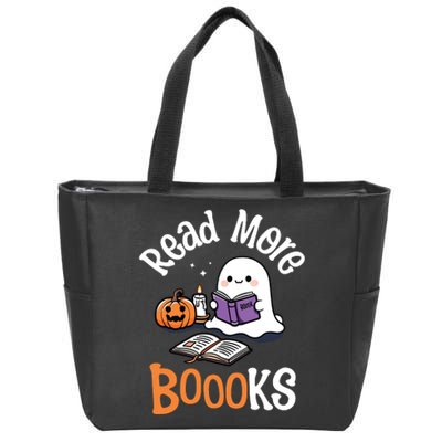 Halloween Ghost Reading Read More Books Librarian Teacher Zip Tote Bag