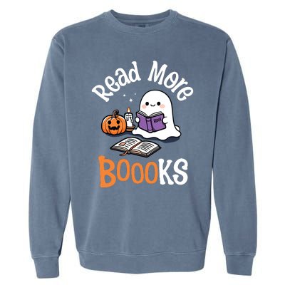 Halloween Ghost Reading Read More Books Librarian Teacher Garment-Dyed Sweatshirt