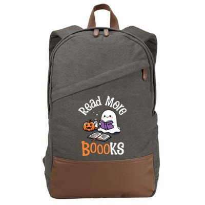 Halloween Ghost Reading Read More Books Librarian Teacher Cotton Canvas Backpack