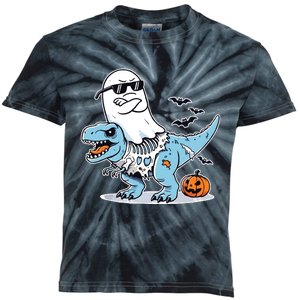 Halloween Ghost Riding Zombie Trex Funny Halloween Kids Tie-Dye T-Shirt