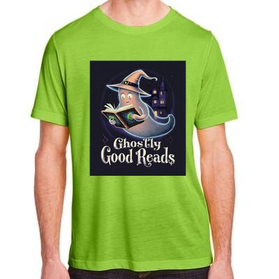 Halloween Ghost Reading Book Spooky Teacher Humor Adult ChromaSoft Performance T-Shirt