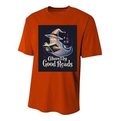 Halloween Ghost Reading Book Spooky Teacher Humor Performance Sprint T-Shirt