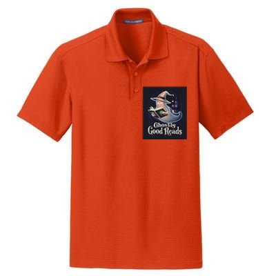 Halloween Ghost Reading Book Spooky Teacher Humor Dry Zone Grid Polo