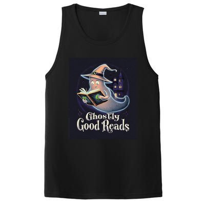 Halloween Ghost Reading Book Spooky Teacher Humor PosiCharge Competitor Tank