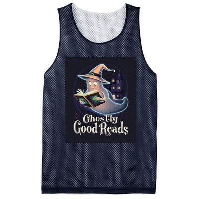 Halloween Ghost Reading Book Spooky Teacher Humor Mesh Reversible Basketball Jersey Tank