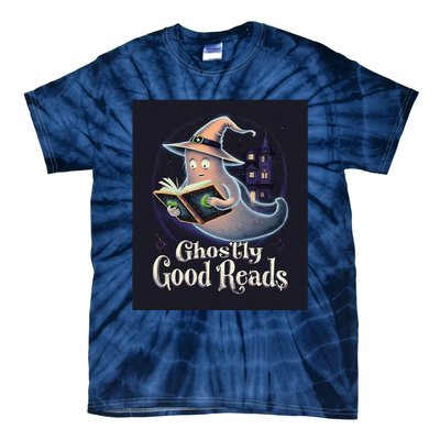 Halloween Ghost Reading Book Spooky Teacher Humor Tie-Dye T-Shirt