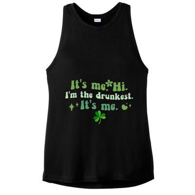 Humor Groovy Retro It's Me. Hi. I'm The Drunkest. It's Me. Ladies PosiCharge Tri-Blend Wicking Tank