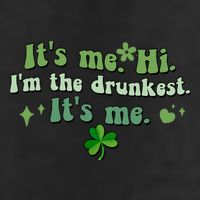 Humor Groovy Retro It's Me. Hi. I'm The Drunkest. It's Me. Garment-Dyed Fleece Hoodie