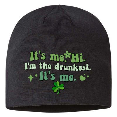 Humor Groovy Retro It's Me. Hi. I'm The Drunkest. It's Me. Sustainable Beanie