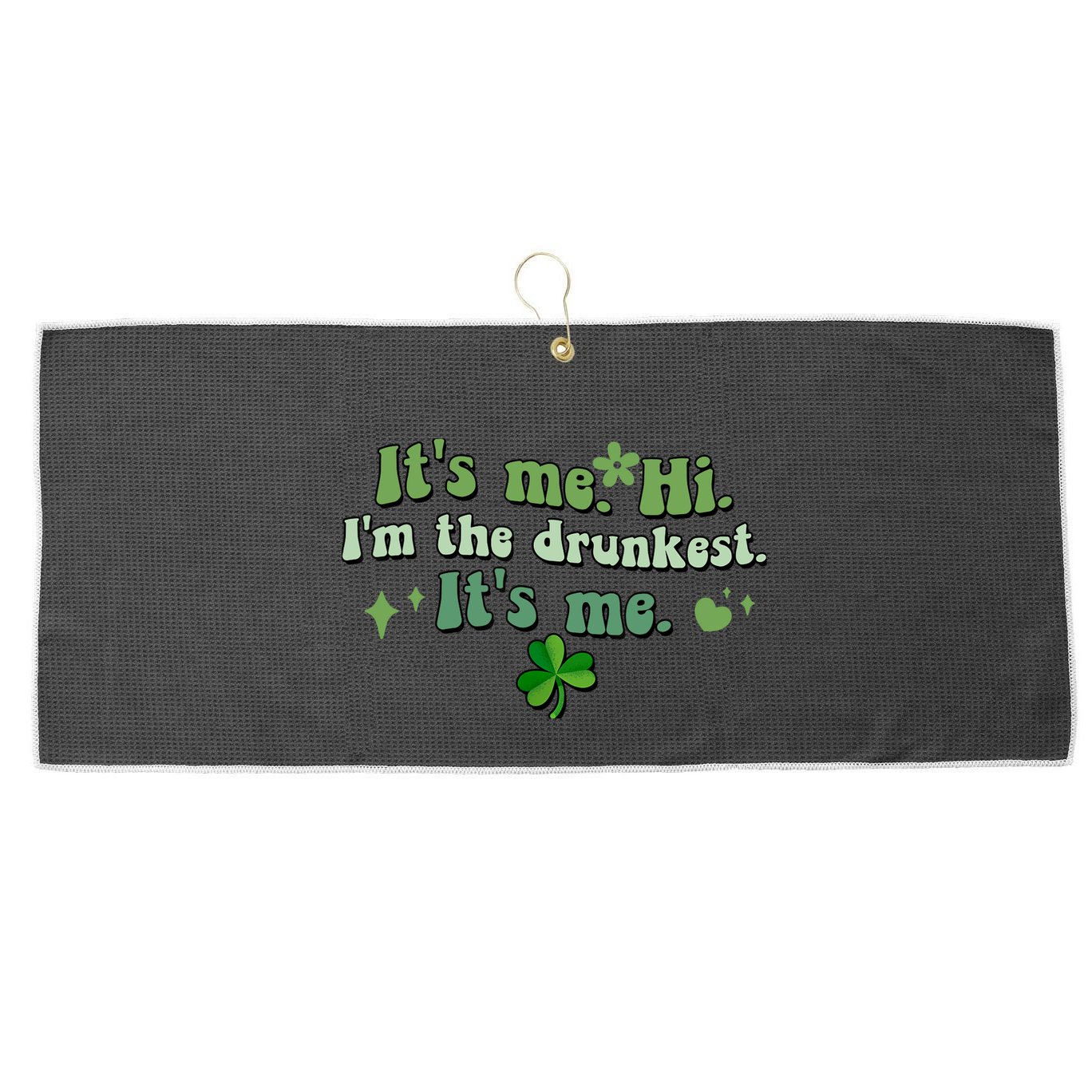Humor Groovy Retro It's Me. Hi. I'm The Drunkest. It's Me. Large Microfiber Waffle Golf Towel