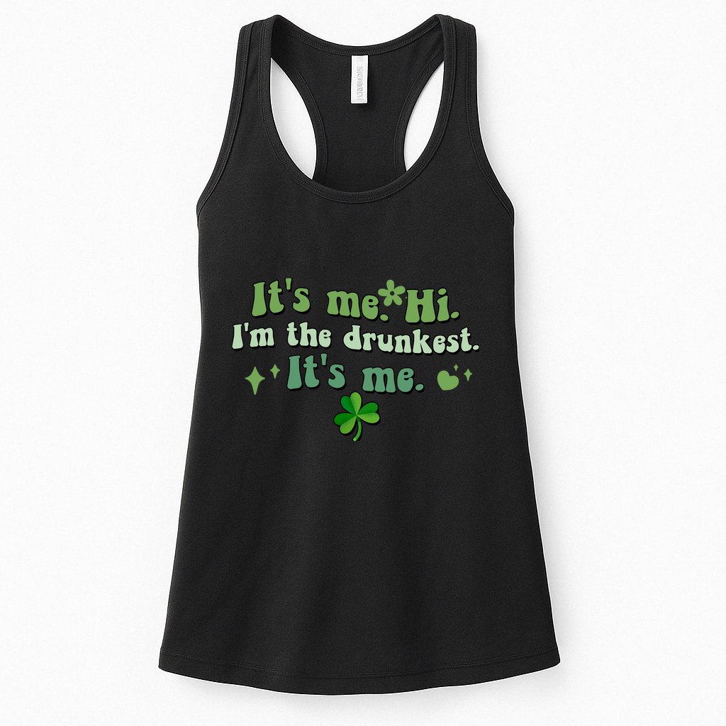 Humor Groovy Retro It's Me. Hi. I'm The Drunkest. It's Me. Womens Tank Top