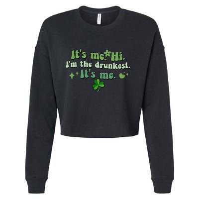 Humor Groovy Retro It's Me. Hi. I'm The Drunkest. It's Me. Cropped Pullover Crew