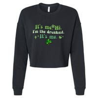 Humor Groovy Retro It's Me. Hi. I'm The Drunkest. It's Me. Cropped Pullover Crew