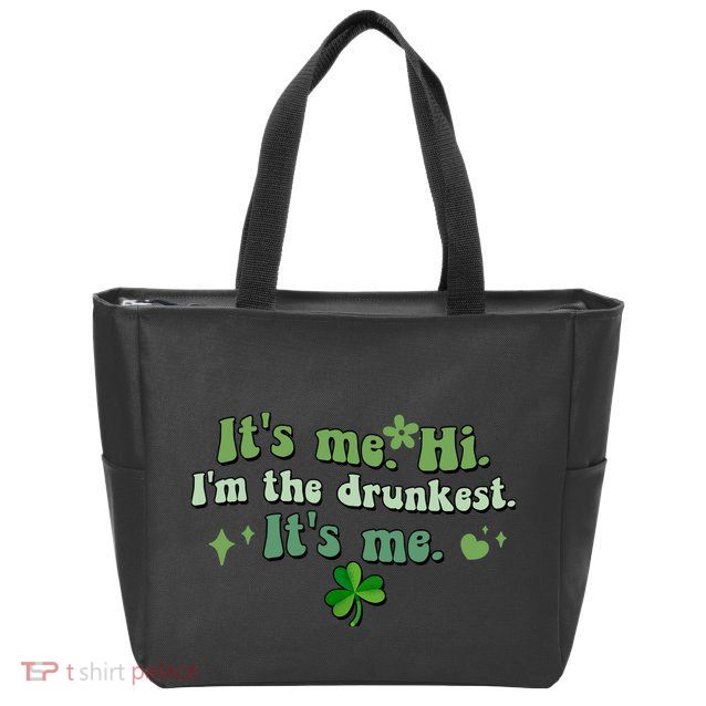 Humor Groovy Retro It's Me. Hi. I'm The Drunkest. It's Me. Zip Tote Bag