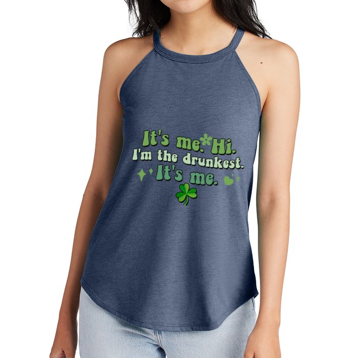 Humor Groovy Retro It's Me. Hi. I'm The Drunkest. It's Me. Women's Perfect Tri Rocker Tank