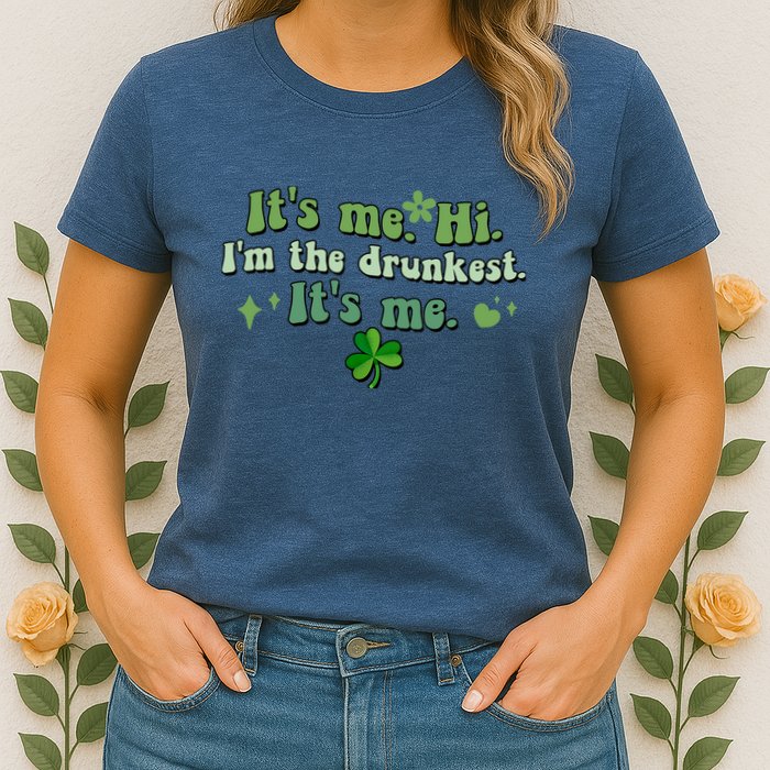 Humor Groovy Retro It's Me. Hi. I'm The Drunkest. It's Me. Womens T-Shirt