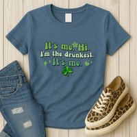 Humor Groovy Retro It's Me. Hi. I'm The Drunkest. It's Me. Womens T-Shirt