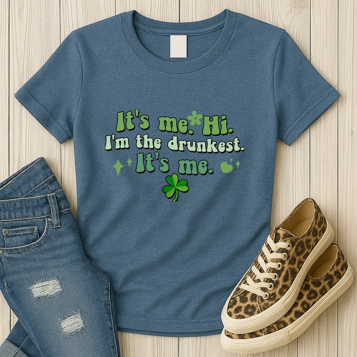 Humor Groovy Retro It's Me. Hi. I'm The Drunkest. It's Me. Womens T-Shirt