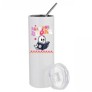 Halloween Ghost Read More Books Spooky Boo Teacher Gift Stainless Steel Tumbler