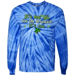 Humor Groovy Retro It's Me. Hi. I'm The Drunkest. It's Me. Tie-Dye Long Sleeve Shirt