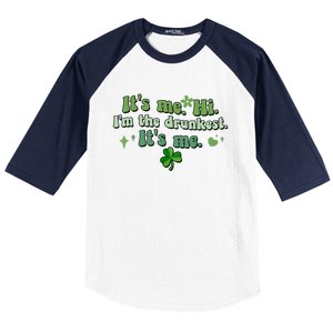 Humor Groovy Retro It's Me. Hi. I'm The Drunkest. It's Me. Baseball Sleeve Shirt