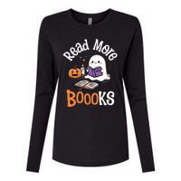 Halloween Ghost Reading Read More Books Librarian Teacher Womens Cotton Relaxed Long Sleeve T-Shirt