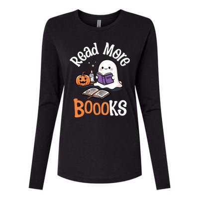 Halloween Ghost Reading Read More Books Librarian Teacher Womens Cotton Relaxed Long Sleeve T-Shirt