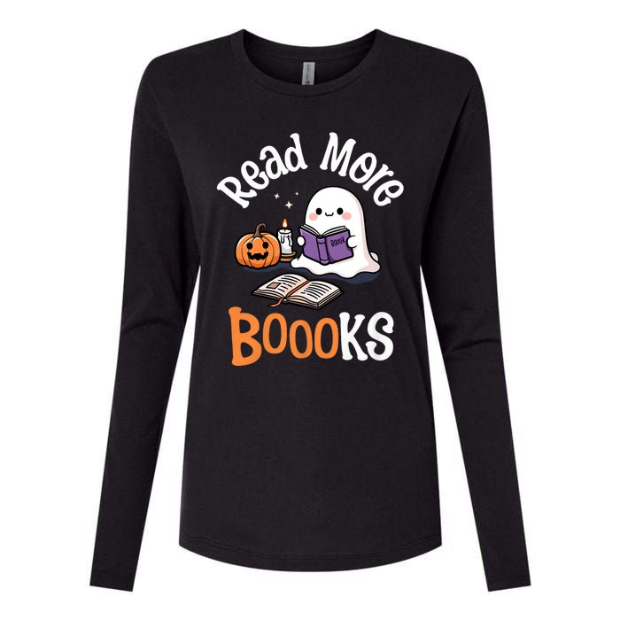 Halloween Ghost Reading Read More Books Librarian Teacher Womens Cotton Relaxed Long Sleeve T-Shirt