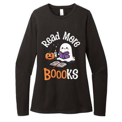 Halloween Ghost Reading Read More Books Librarian Teacher Womens CVC Long Sleeve Shirt