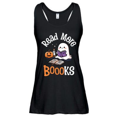 Halloween Ghost Reading Read More Books Librarian Teacher Ladies Essential Flowy Tank