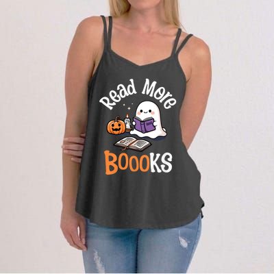 Halloween Ghost Reading Read More Books Librarian Teacher Women's Strappy Tank