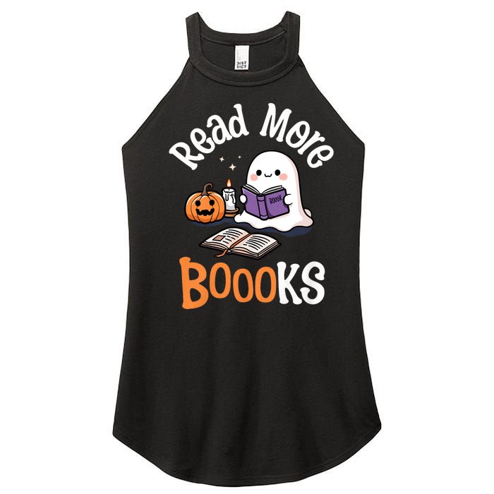 Halloween Ghost Reading Read More Books Librarian Teacher Women's Perfect Tri Rocker Tank