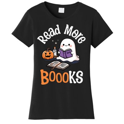 Halloween Ghost Reading Read More Books Librarian Teacher Women's T-Shirt