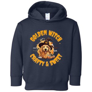 Halloween Golden Retriever Witch Crafty & Sweet Toddler Hoodie