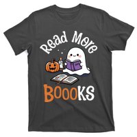 Halloween Ghost Reading Read More Books Librarian Teacher T-Shirt