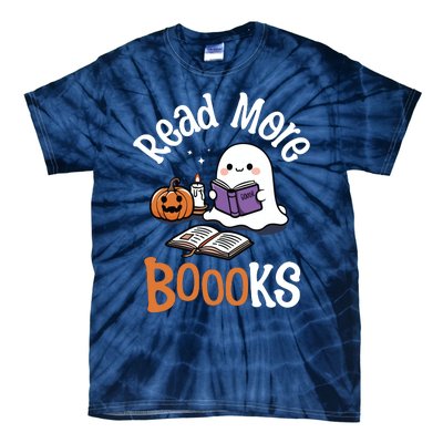 Halloween Ghost Reading Read More Books Librarian Teacher Tie-Dye T-Shirt