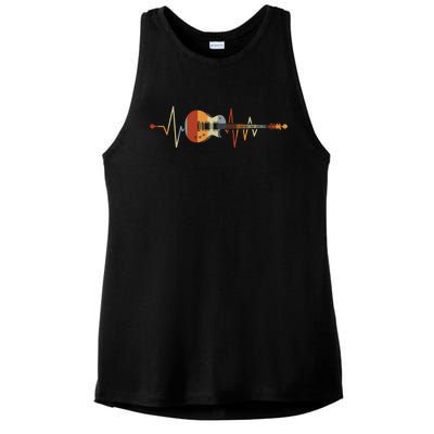 Heartbeat Guitar Retro Vintage Ladies PosiCharge Tri-Blend Wicking Tank