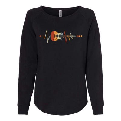 Heartbeat Guitar Retro Vintage Womens California Wash Sweatshirt