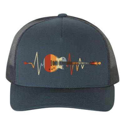 Heartbeat Guitar Retro Vintage Yupoong Adult 5-Panel Trucker Hat