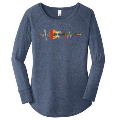 Heartbeat Guitar Retro Vintage Women's Perfect Tri Tunic Long Sleeve Shirt