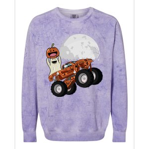 Halloween Ghost Riding Monster Truck Cool Gift Colorblast Crewneck Sweatshirt