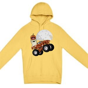 Halloween Ghost Riding Monster Truck Cool Gift Premium Pullover Hoodie