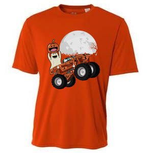 Halloween Ghost Riding Monster Truck Cool Gift Cooling Performance Crew T-Shirt