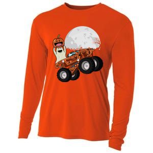 Halloween Ghost Riding Monster Truck Cool Gift Cooling Performance Long Sleeve Crew