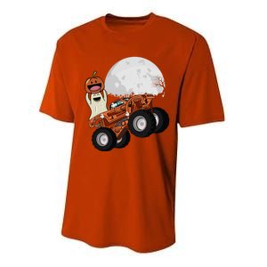 Halloween Ghost Riding Monster Truck Cool Gift Performance Sprint T-Shirt