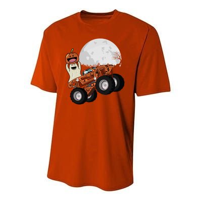 Halloween Ghost Riding Monster Truck Cool Gift Youth Performance Sprint T-Shirt