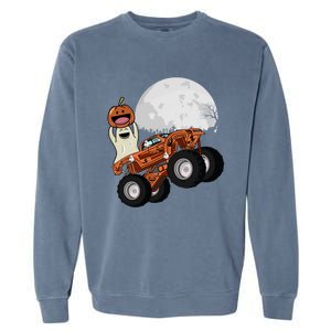 Halloween Ghost Riding Monster Truck Cool Gift Garment-Dyed Sweatshirt