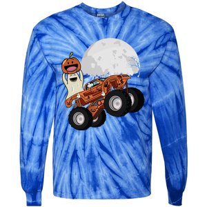 Halloween Ghost Riding Monster Truck Cool Gift Tie-Dye Long Sleeve Shirt